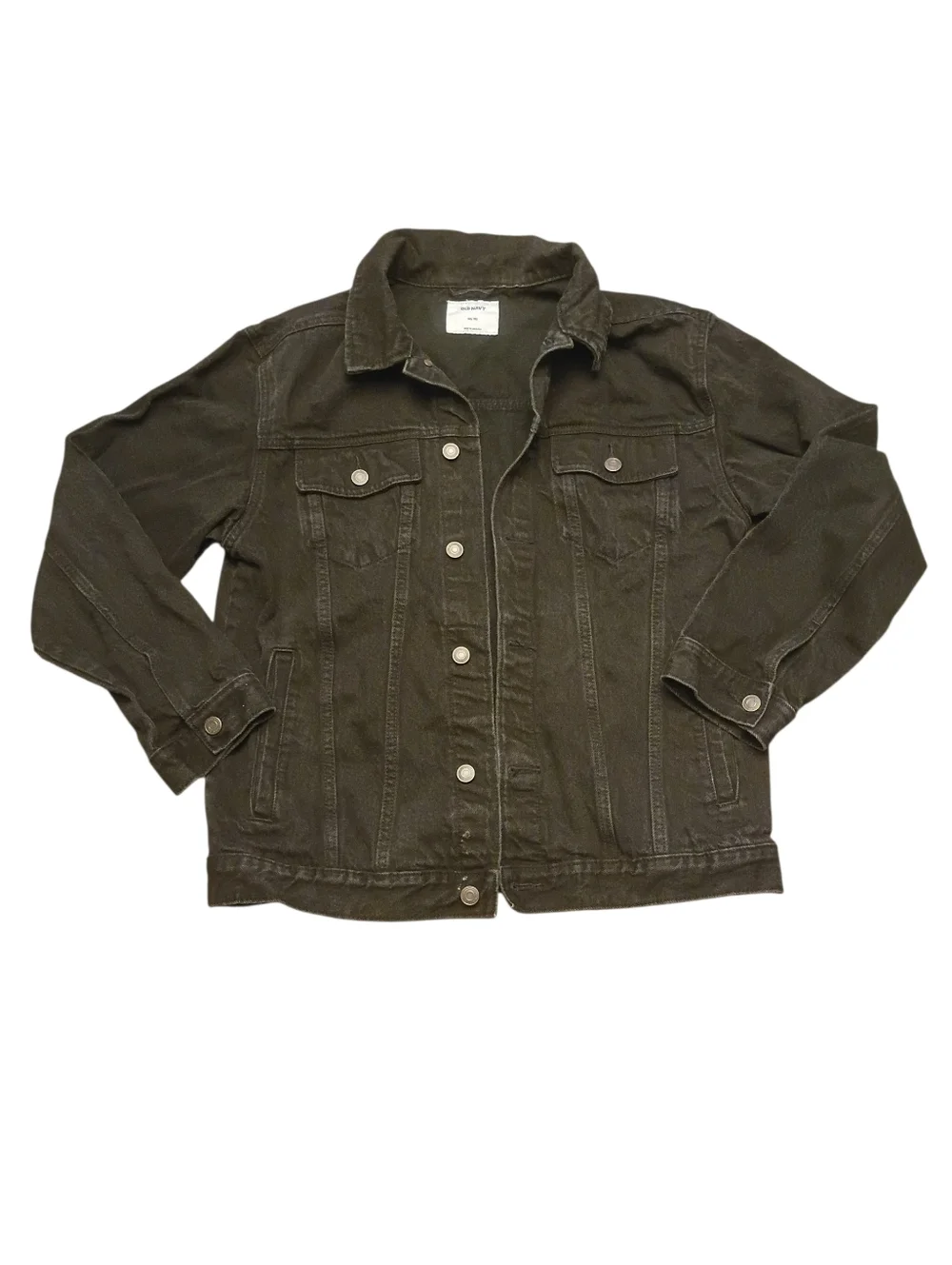 Old Navy Boys Black Denim Trucker Jacket XXL 18 Button Front Jean Jacket